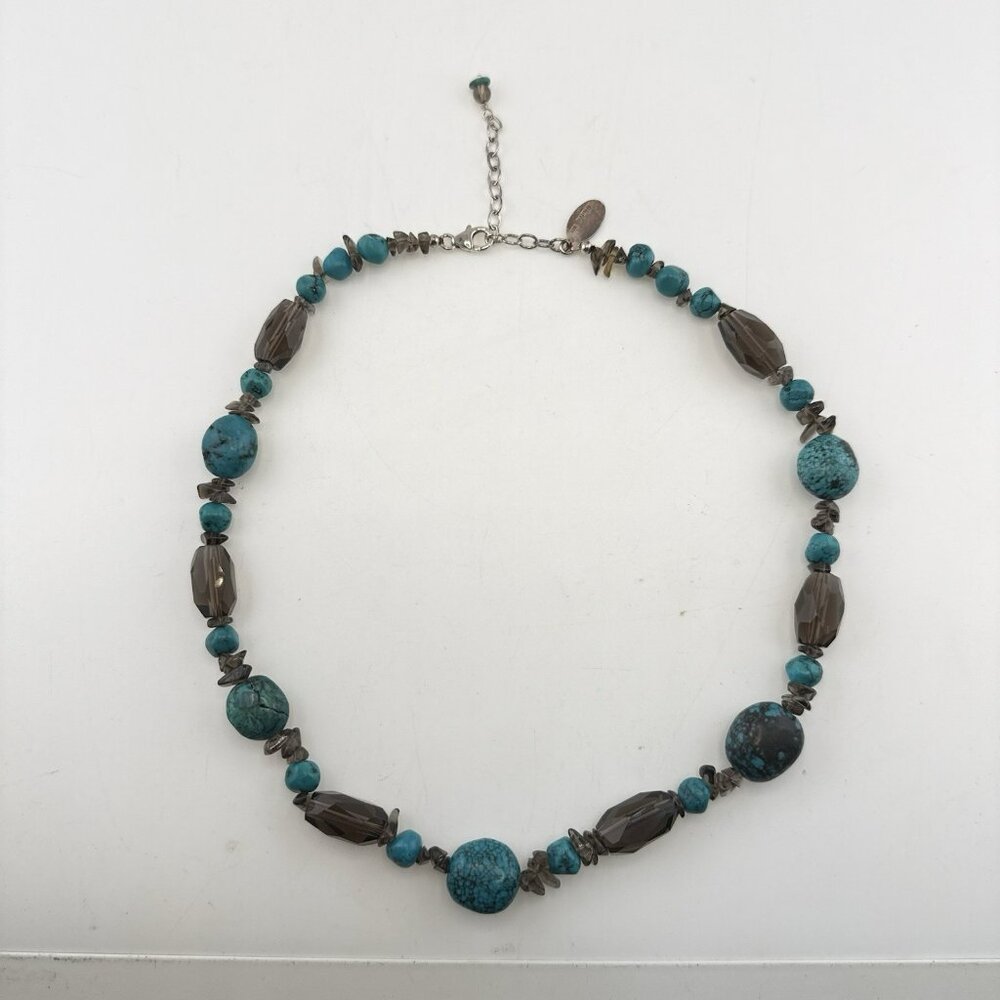 Deb Guyot Necklace Turquoise Blue Quartz Sterling Silver 925 HSN Beaded Matrix - Picture 7 of 11